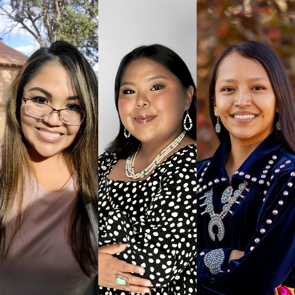 Three Native American female N A U students smiling